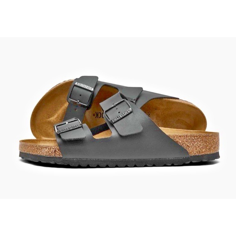 Birkenstock Black Two-Strap Cork Footbed Sandals - Picture 2 of 12